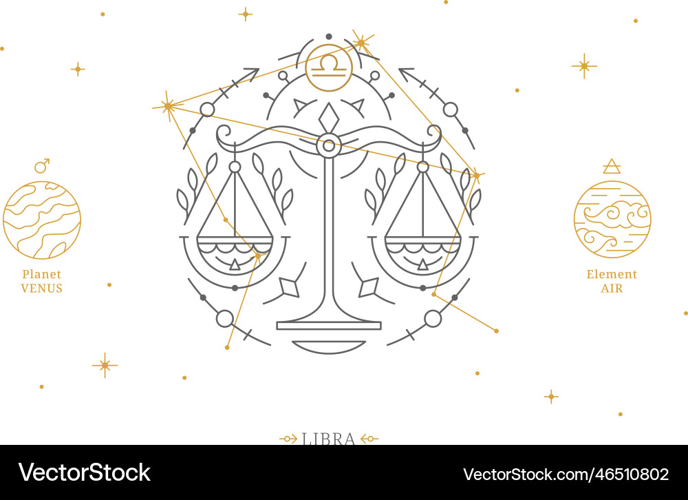 Libra Sternzeichen mit Beschreibung des persönlichen Libra Sternzeichen mit Beschreibung des persönlichen vektorbild