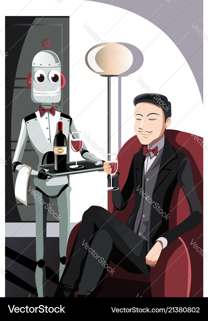 Man and robot vector image