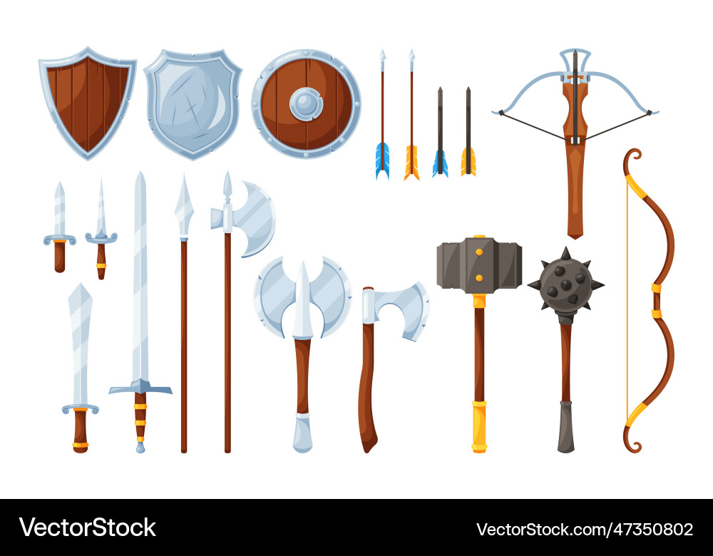 Medieval weapons set authentic and formidable Medieval weapons set authentic and formidable vector image