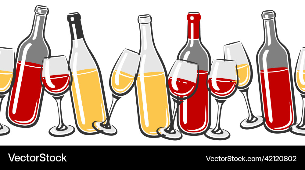 Seamless pattern with bottles and glasses of wine Seamless pattern with bottles and glasses of wine vector image