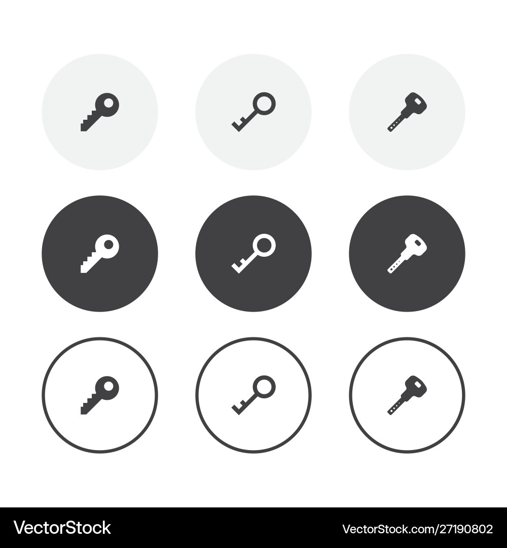 Set 3 simple design key icons rounded vector image