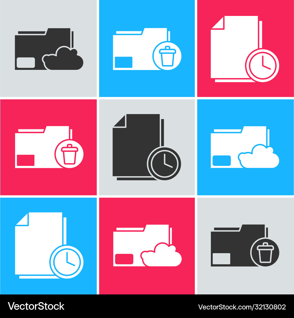 Set cloud storage text document folder delete Vector Image