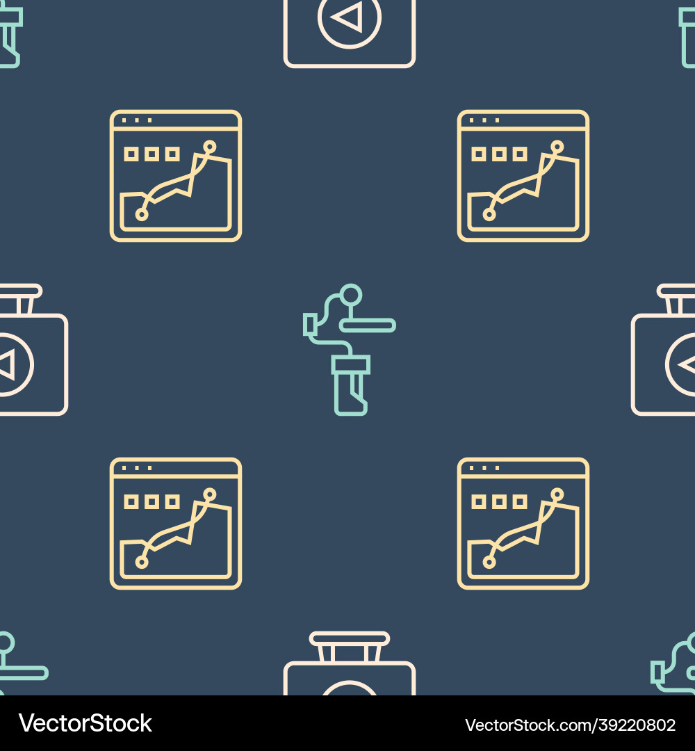 Set line online play video histogram graph Vector Image
