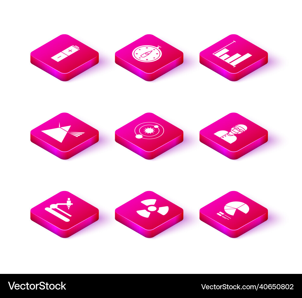 Set microscope radioactive light rays in prism Set microscope radioactive light rays in prism vector image