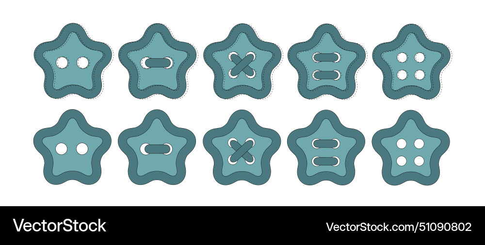 Set of blue star buttons button with two and four Set of blue star buttons button with two and four Vector Image
