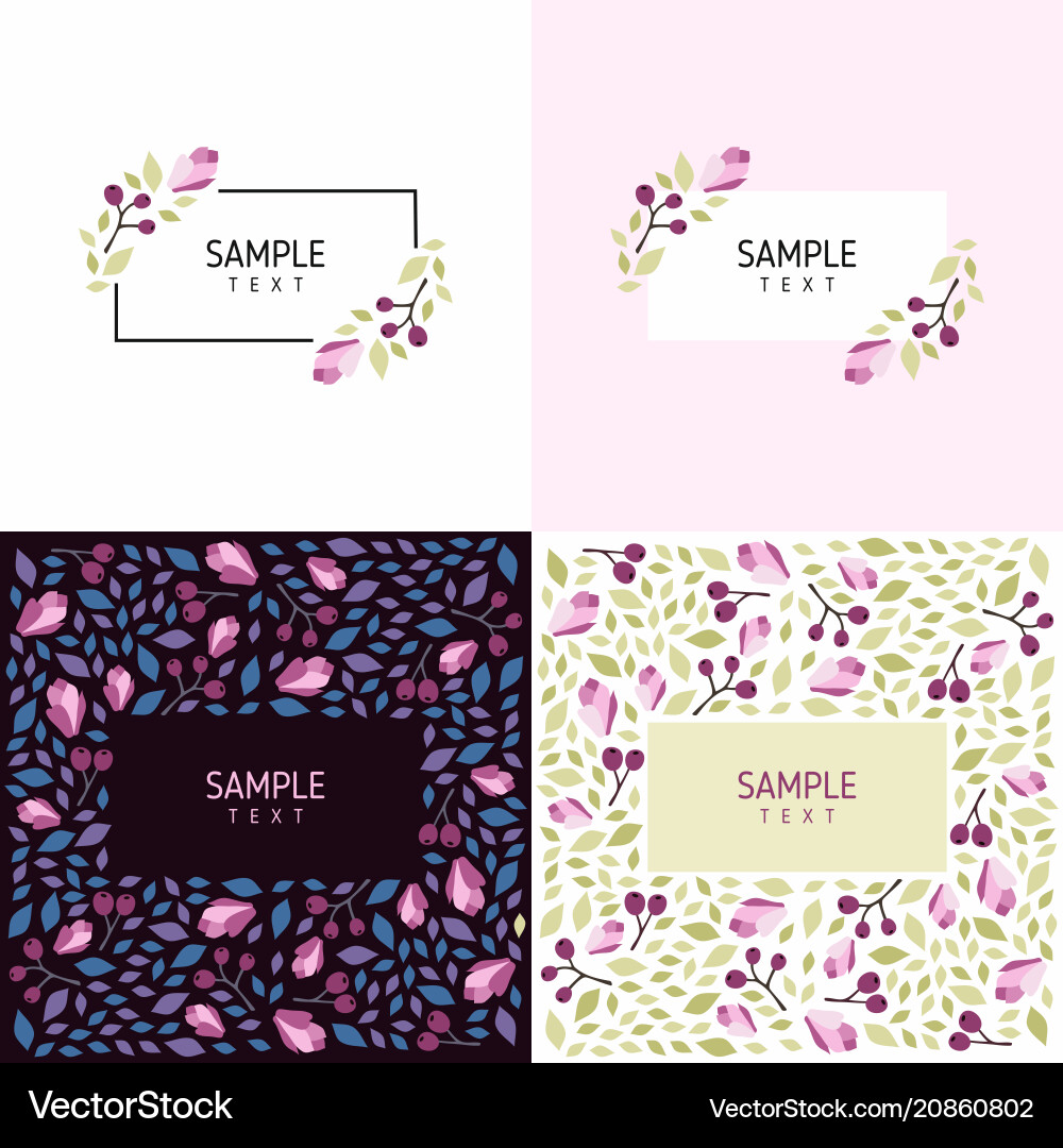 Set of cards with floral frames wedding ornament Vector Image