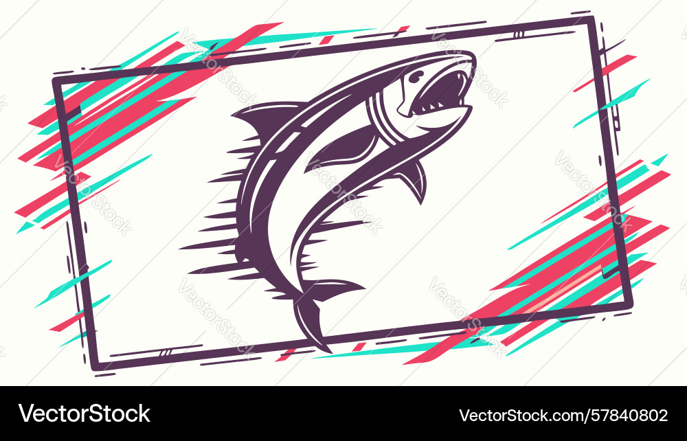 Stylized shark with dynamic abstract elements Vector Image