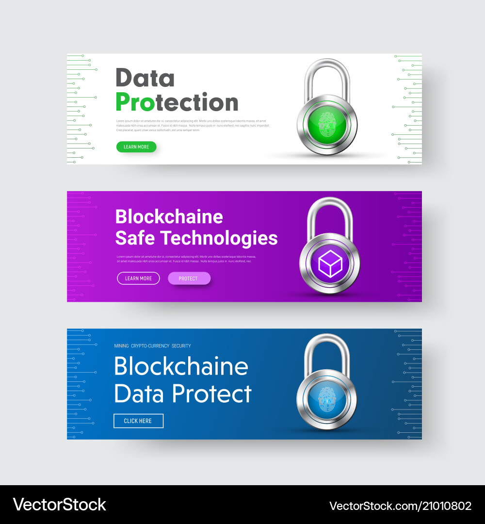 Template of horizontal web banners with padlock Template of horizontal web banners with padlock vector image