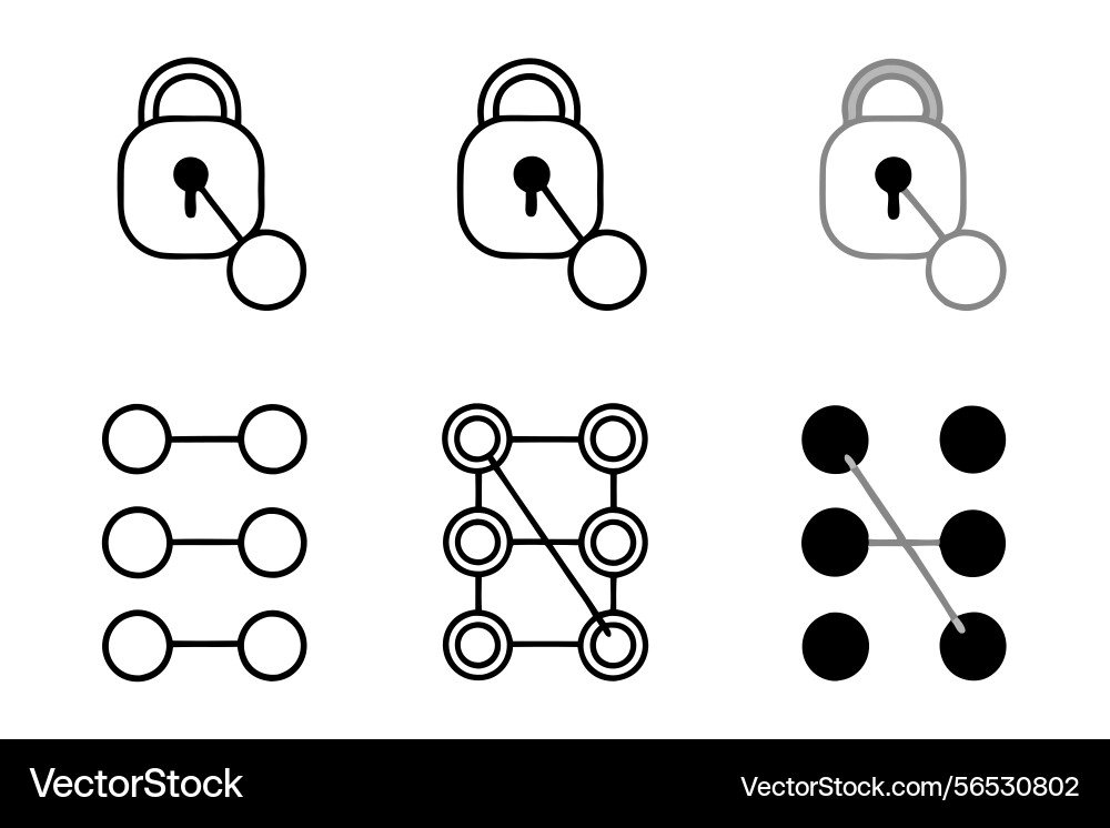 Unlocking a pattern lock with connected nodes vector image