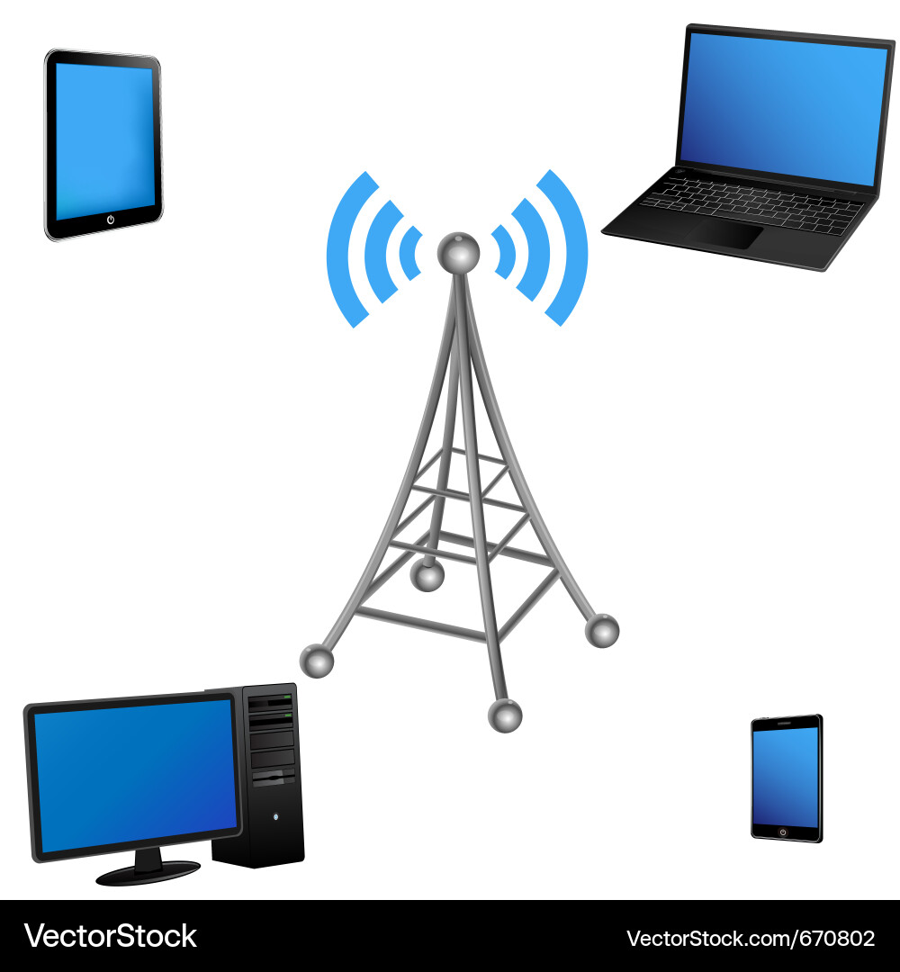 Wireless Communication Network Signals vector image