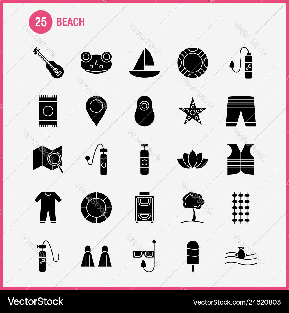 Beach solid glyph icon for web print and mobile Vector Image