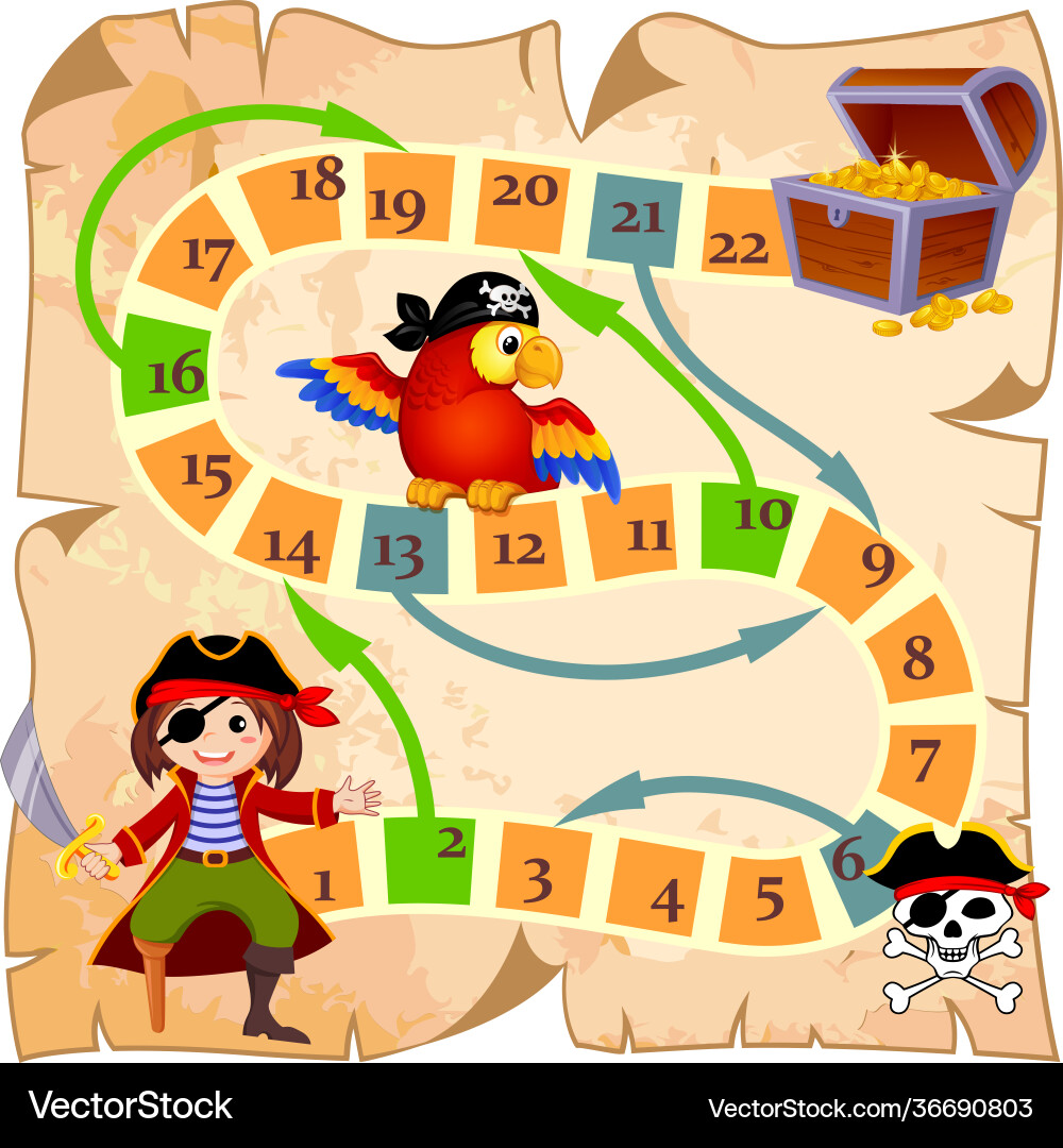 Board game with pirate parrot jolly roger Vector Image