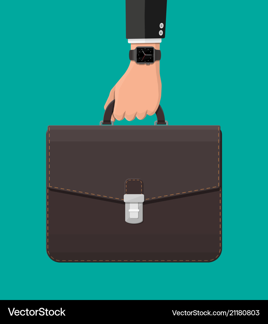 Businessman with smart watch and suitcase in hand Businessman with smart watch and suitcase in hand vector image