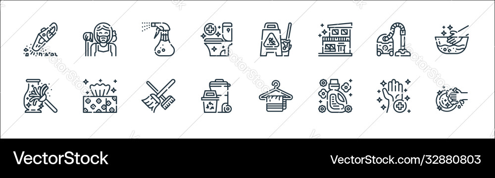 Cleaning line icons linear set quality Cleaning line icons linear set quality vector image