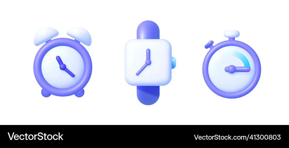 Clock 3d in realistic style on white background Clock 3d in realistic style on white background vector image