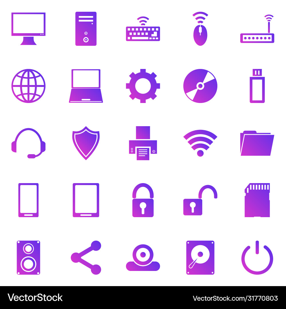 Computer gradient icons on white background Computer gradient icons on white background vector image