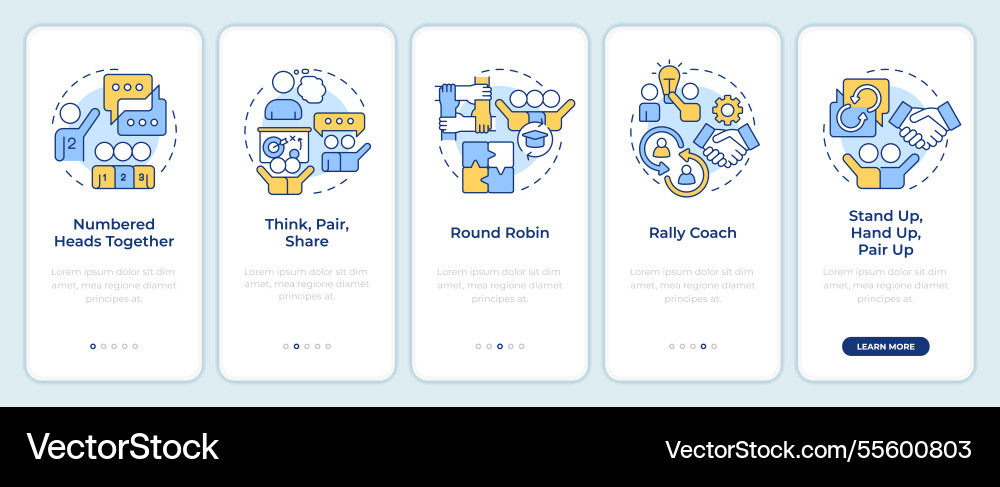 Cooperative learning structures onboarding mobile Cooperative learning structures onboarding mobile Vector Image