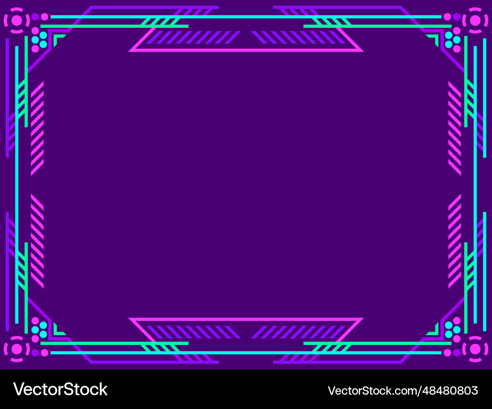 Cyberpunk frame linear border in futuristic Vector Image