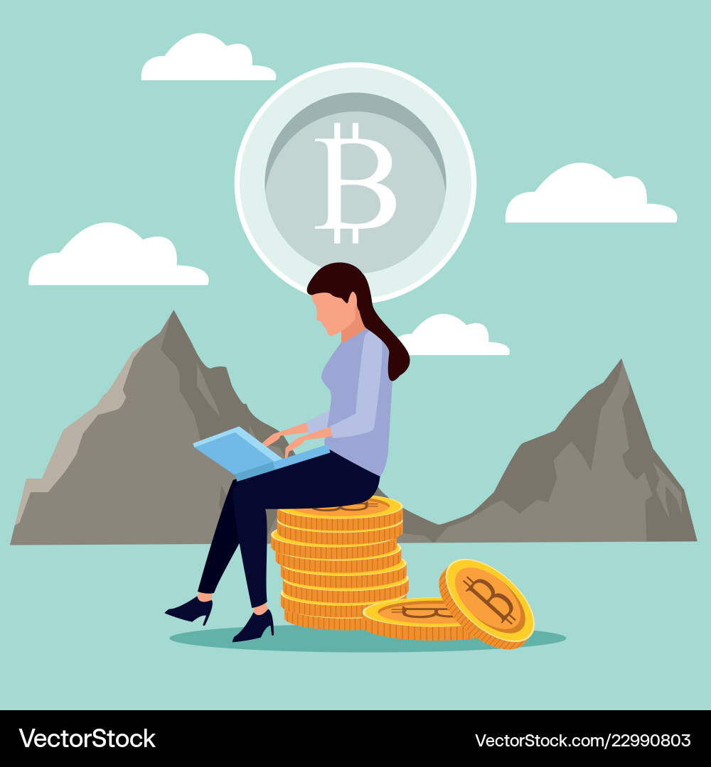 Digital mining bitcoin Digital mining bitcoin vector image