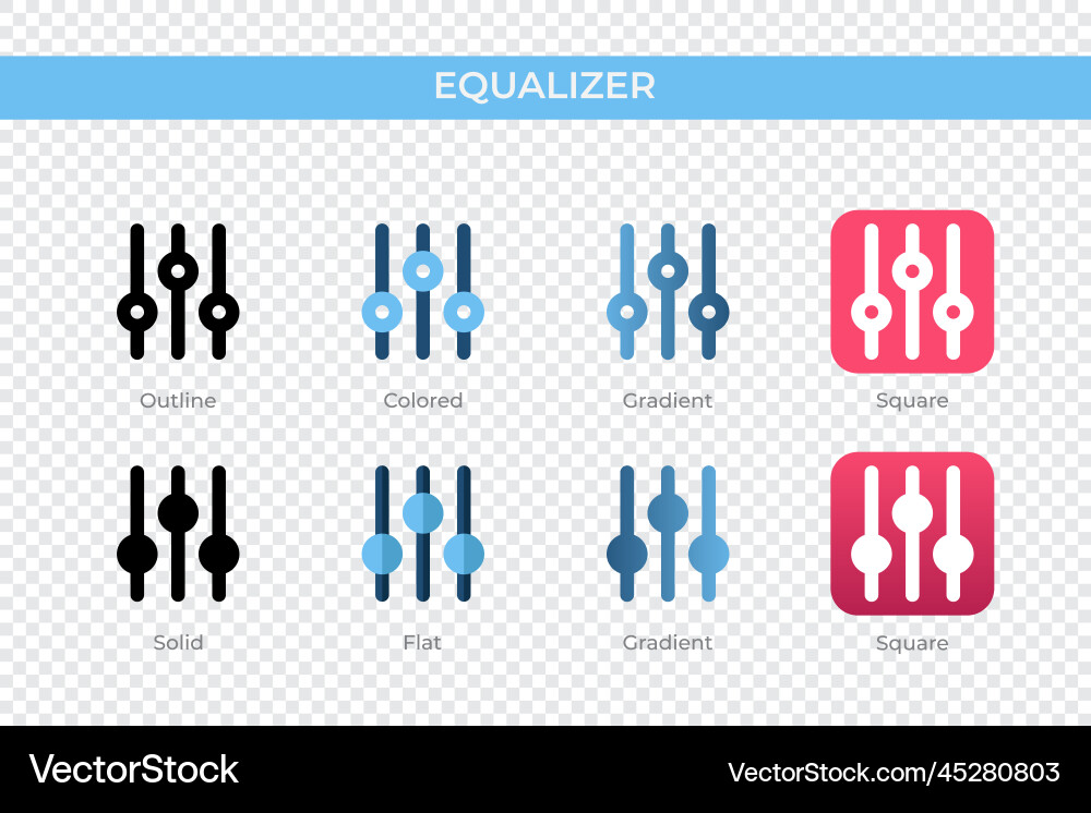 Equalizer icon in different style icons Equalizer icon in different style icons vector image