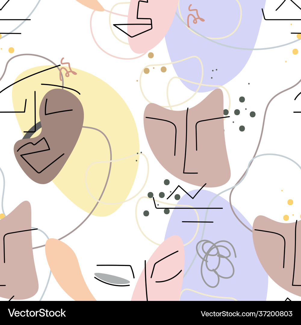 Face line pattern abstract drawing seamless print Face line pattern abstract drawing seamless print vector image