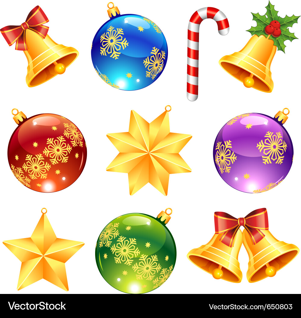 Festive Christmas Ornaments Vector Image