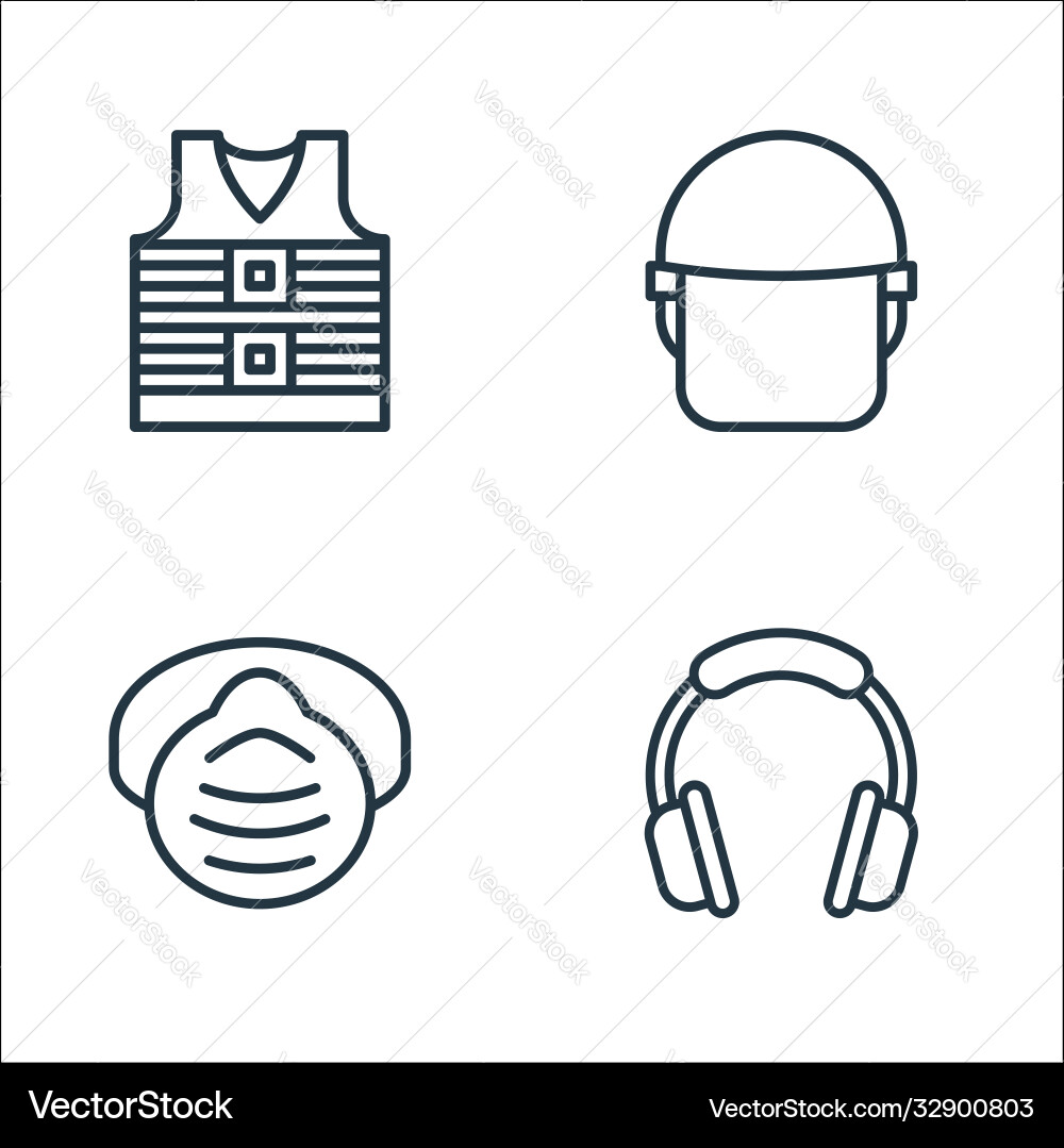 Flat rescue and protective line icons linear set Vector Image