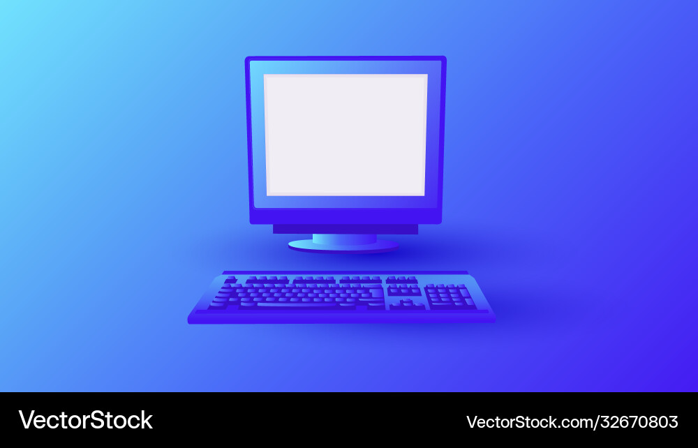 Gradient old error computer retro pc on blue Gradient old error computer retro pc on blue vector image