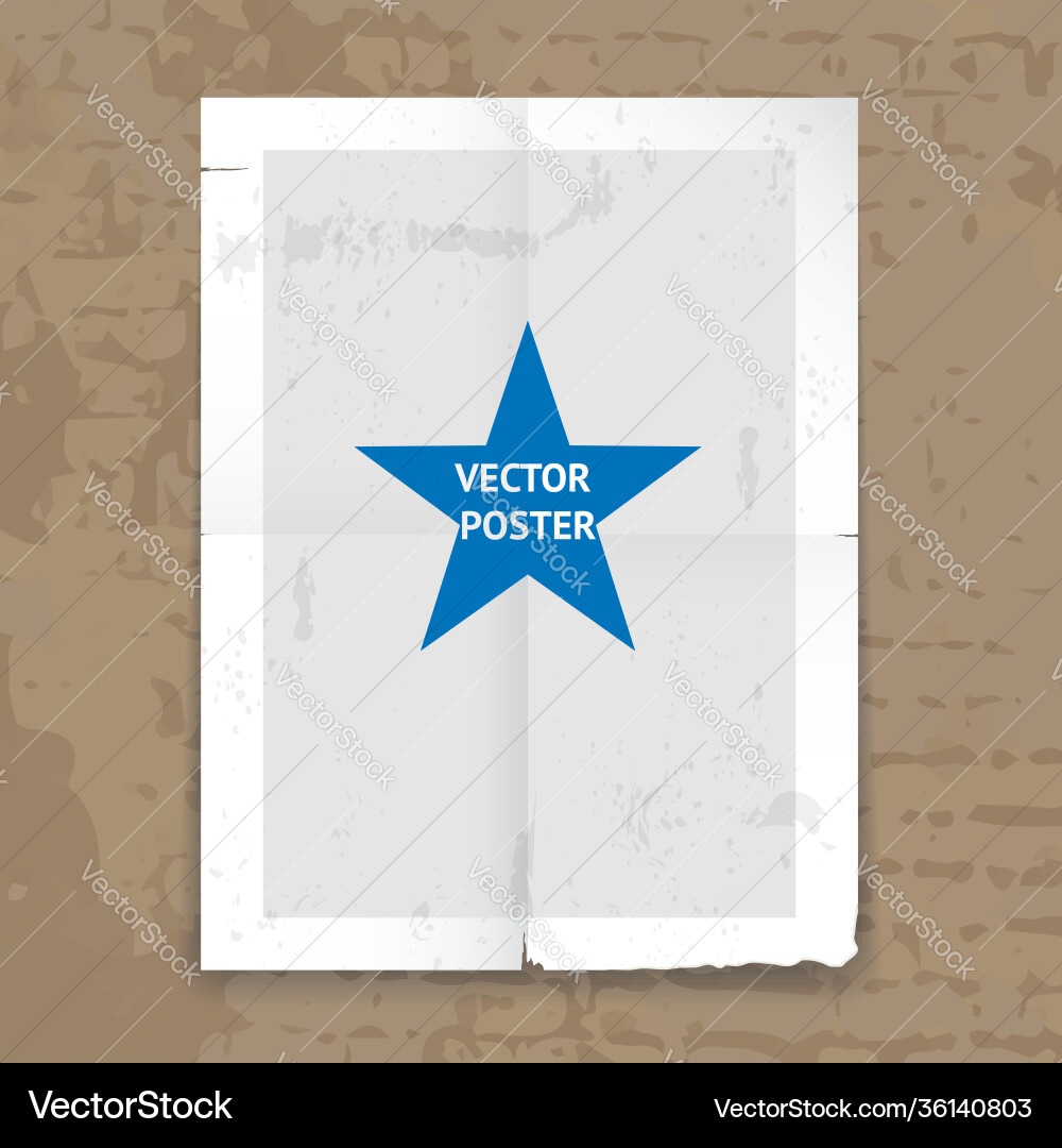 Grunge tattered folded poster template Grunge tattered folded poster template vector image