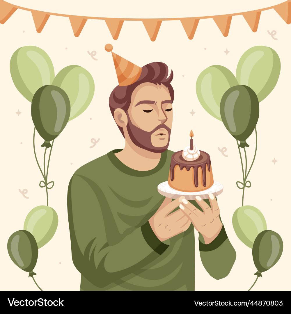 Hand drawn birthday man Hand drawn birthday man vector image