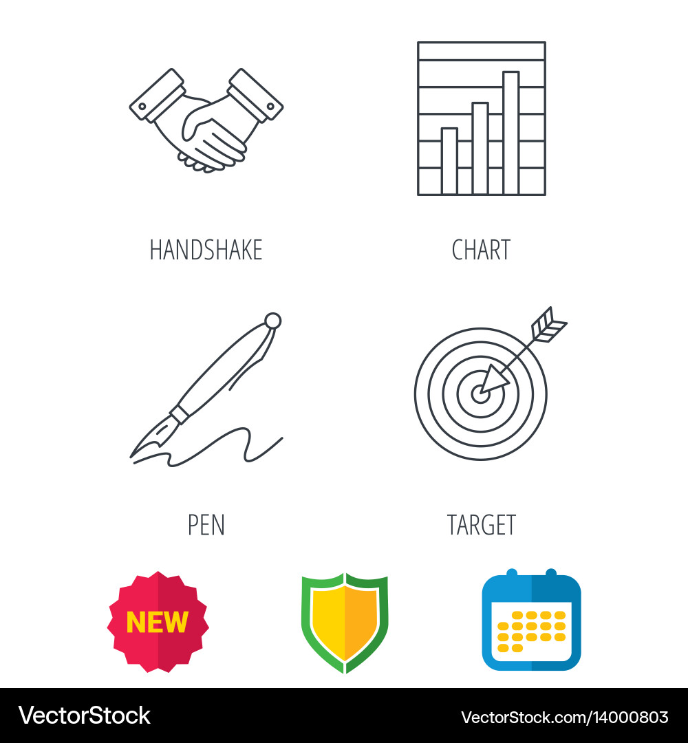 Handshake graph charts and target icons vector image