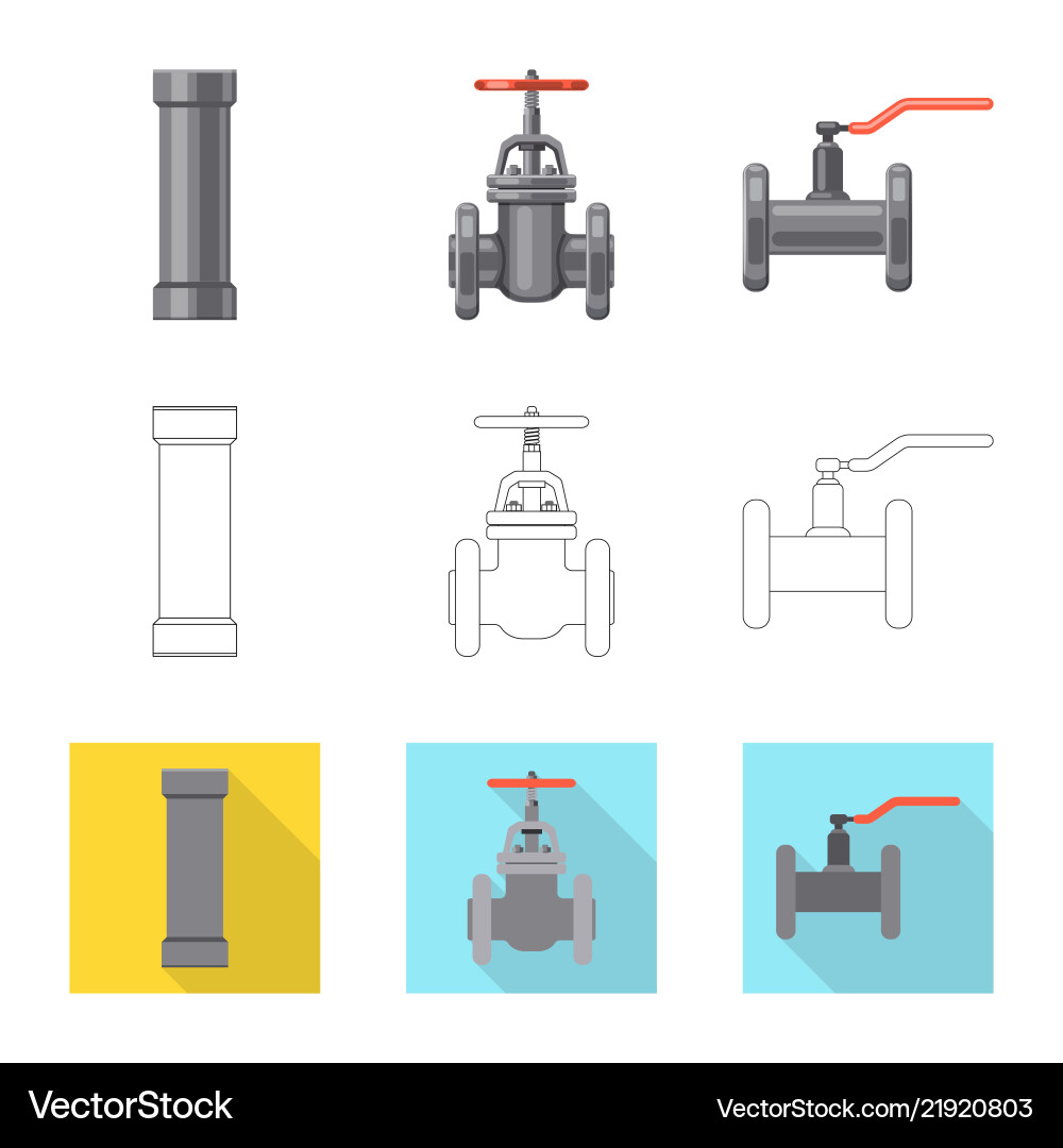 Isolated object of pipe and tube sign set Vector Image