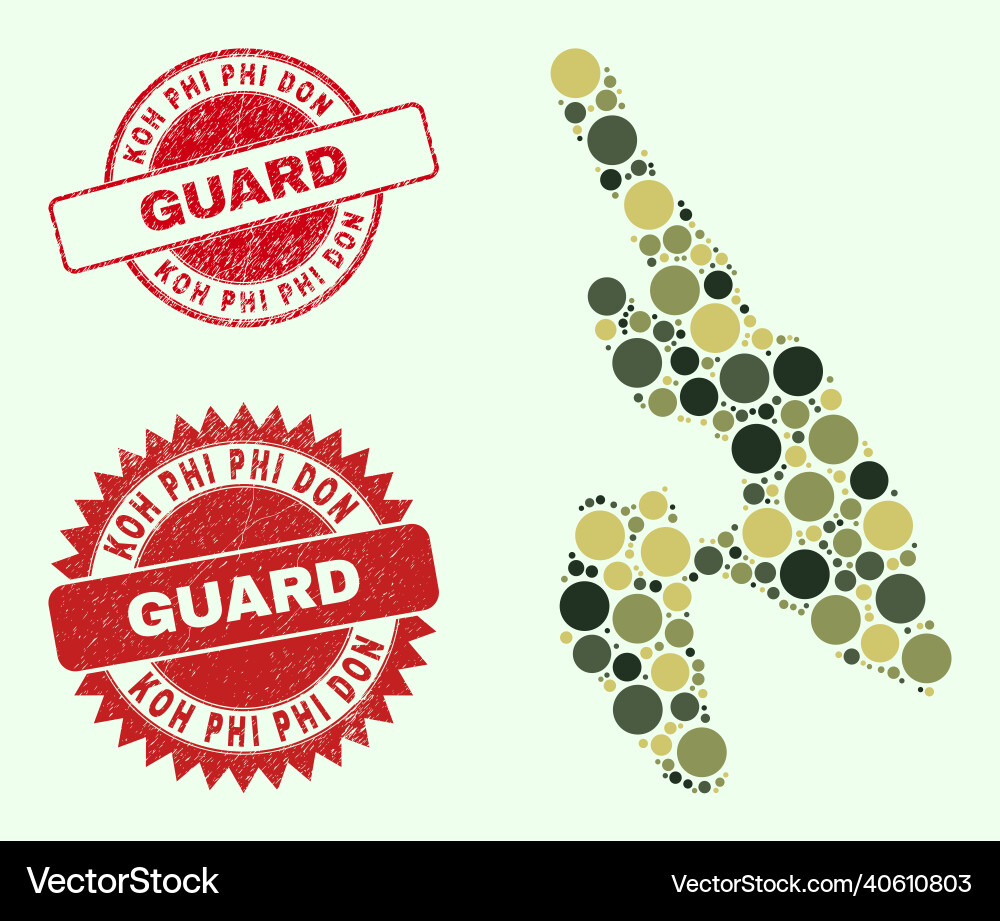 Koh phi don map composition with camouflage Vector Image