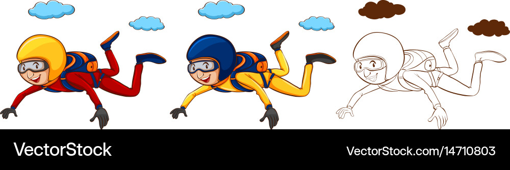 Man doing parachute in three sketches vector image