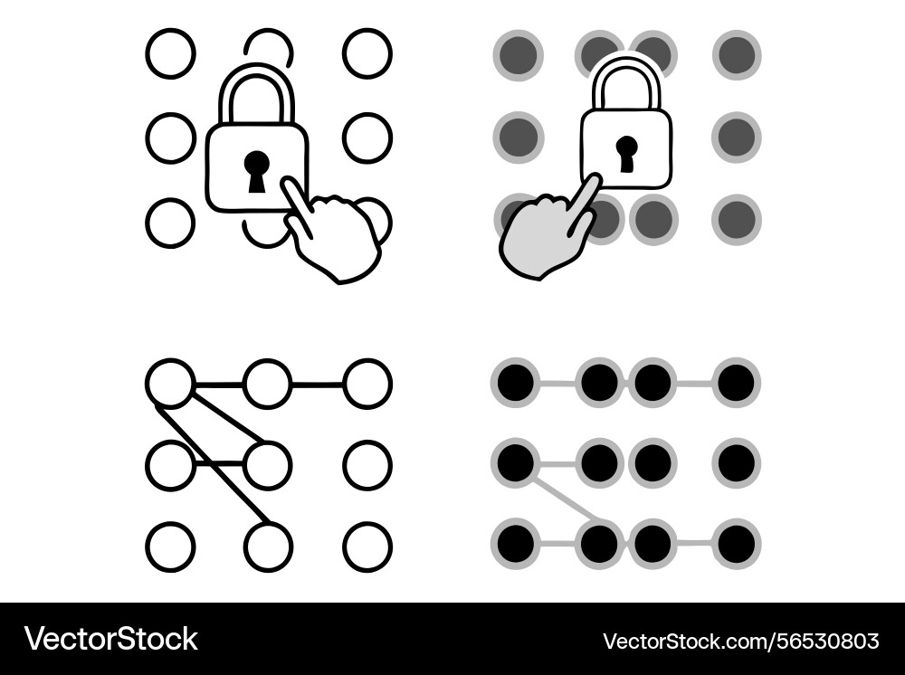 Pattern lock mechanism with circles and lines vector image