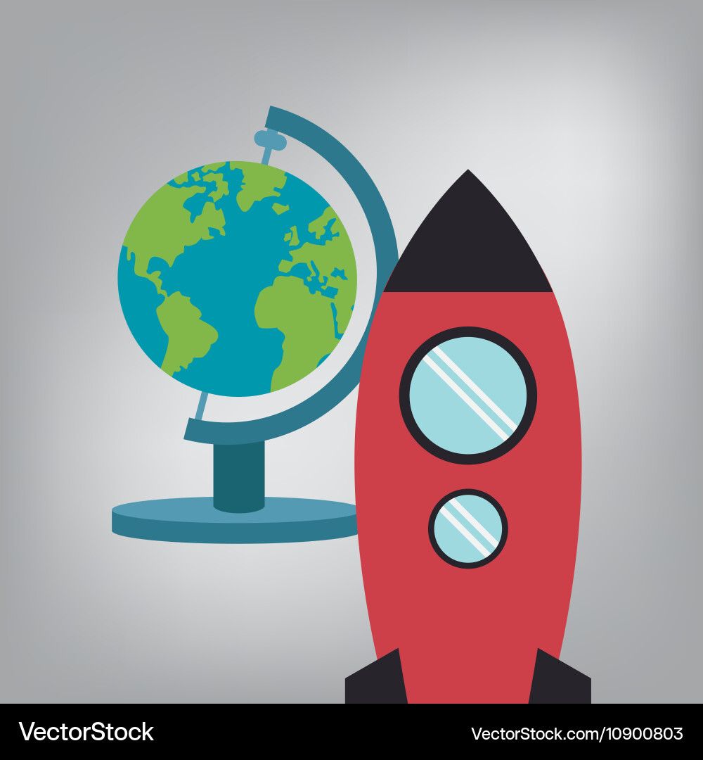 Rocket with science related icons image Vector Image