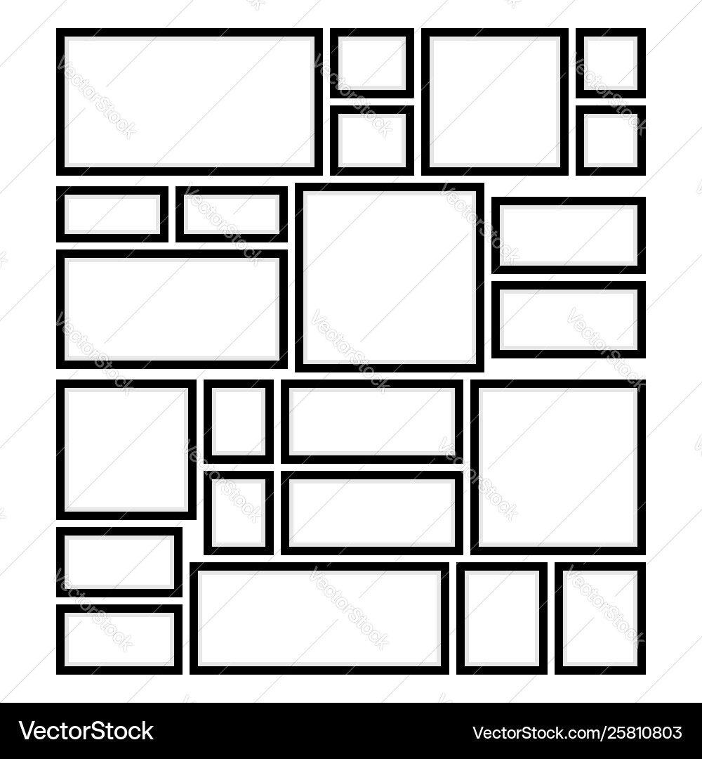 Square and rectangular frames on wall Square and rectangular frames on wall vector image