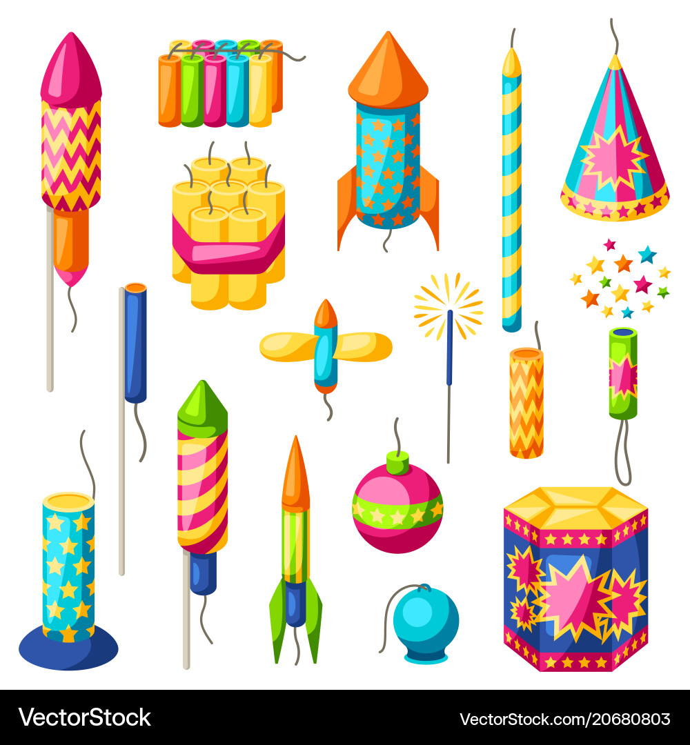 Vibrant Fireworks Collection vector image