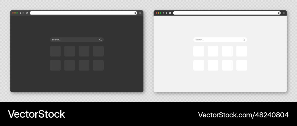 Blank web browser window with toolbar and search Vector Image