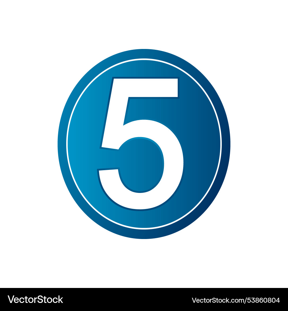 Button with number five Vector Image
