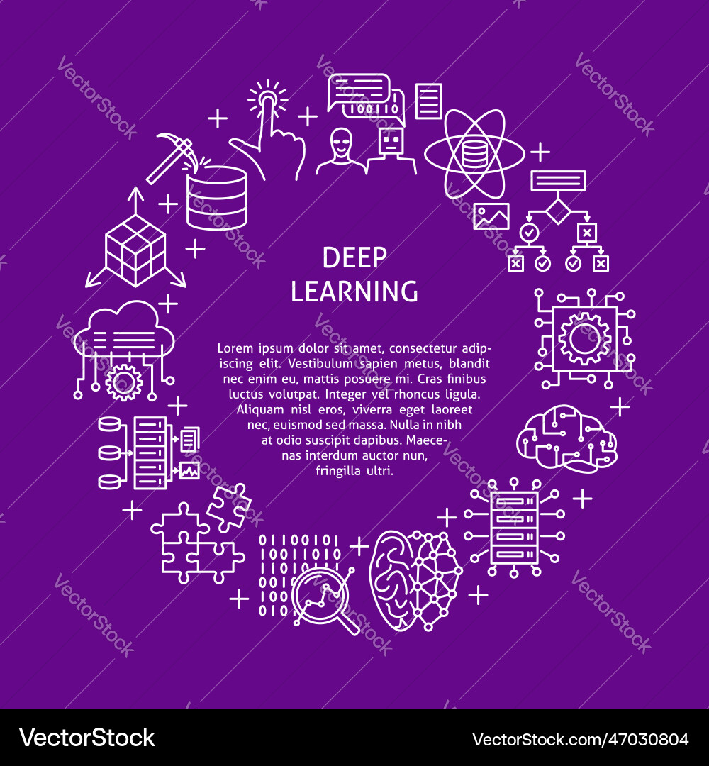 Computer system deep learning round banner Computer system deep learning round banner vector image