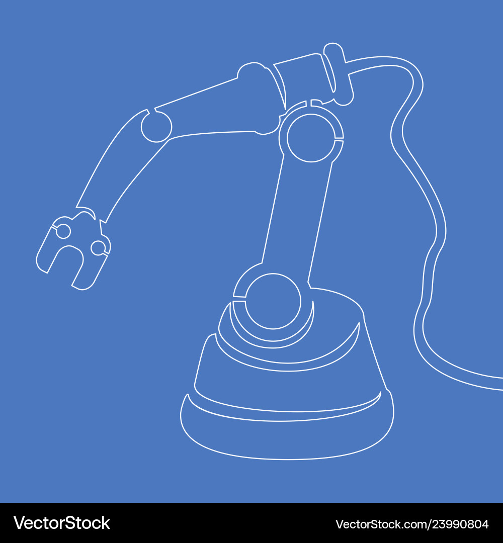 Continuous one line robotic arm icon concept Continuous one line robotic arm icon concept vector image