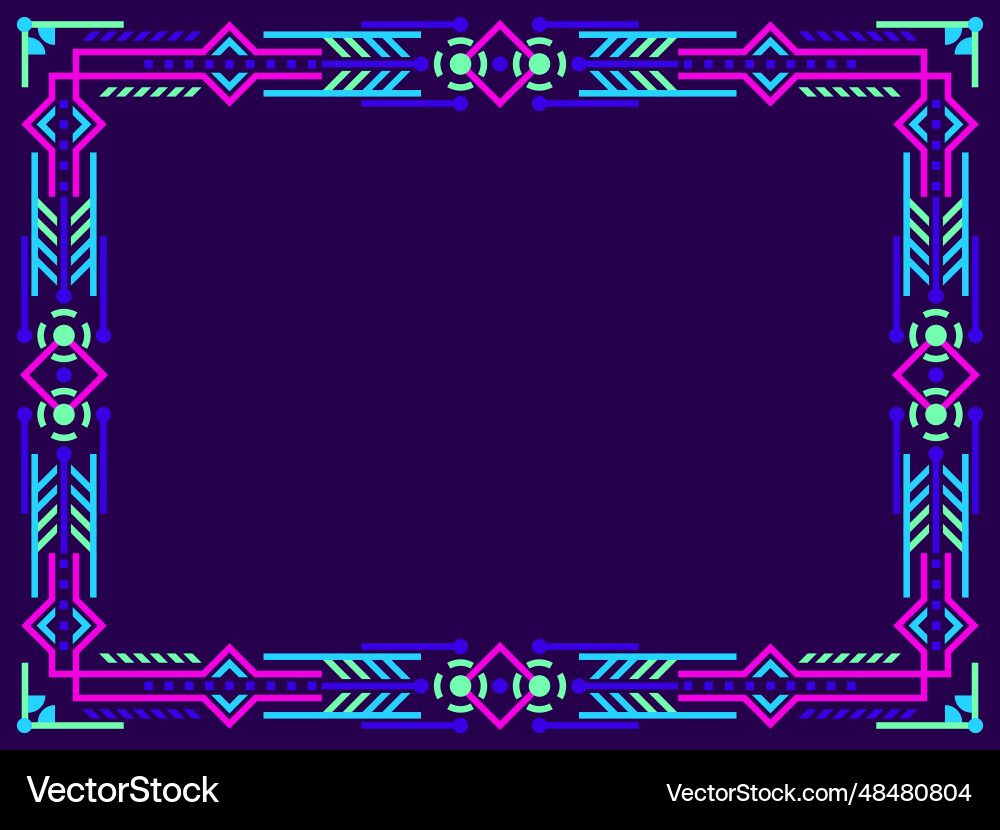 Cyberpunk frame linear border in futuristic Vector Image
