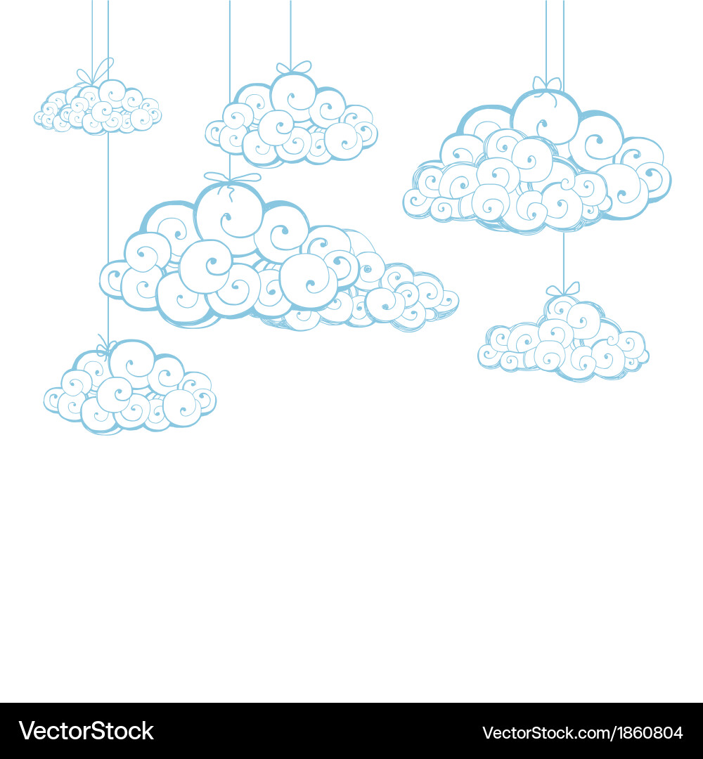 Decorative background with clouds sketch vector image