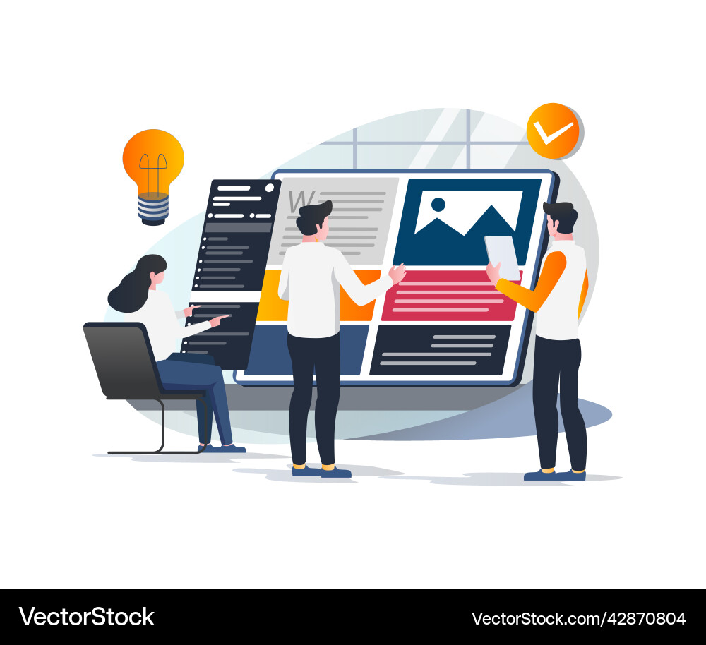 Developers are working on the layout of web Developers are working on the layout of web Vector Image