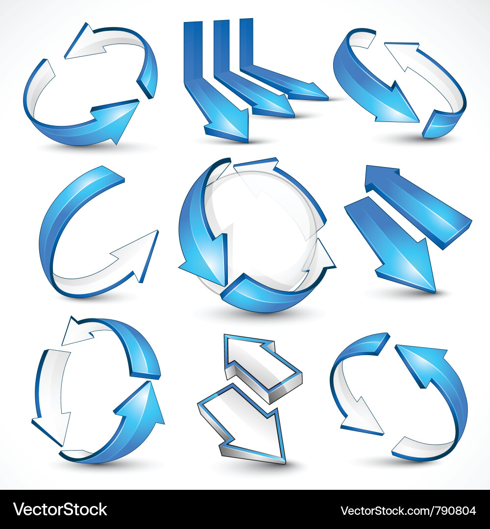 Dynamic Blue Arrow Set Vector Image