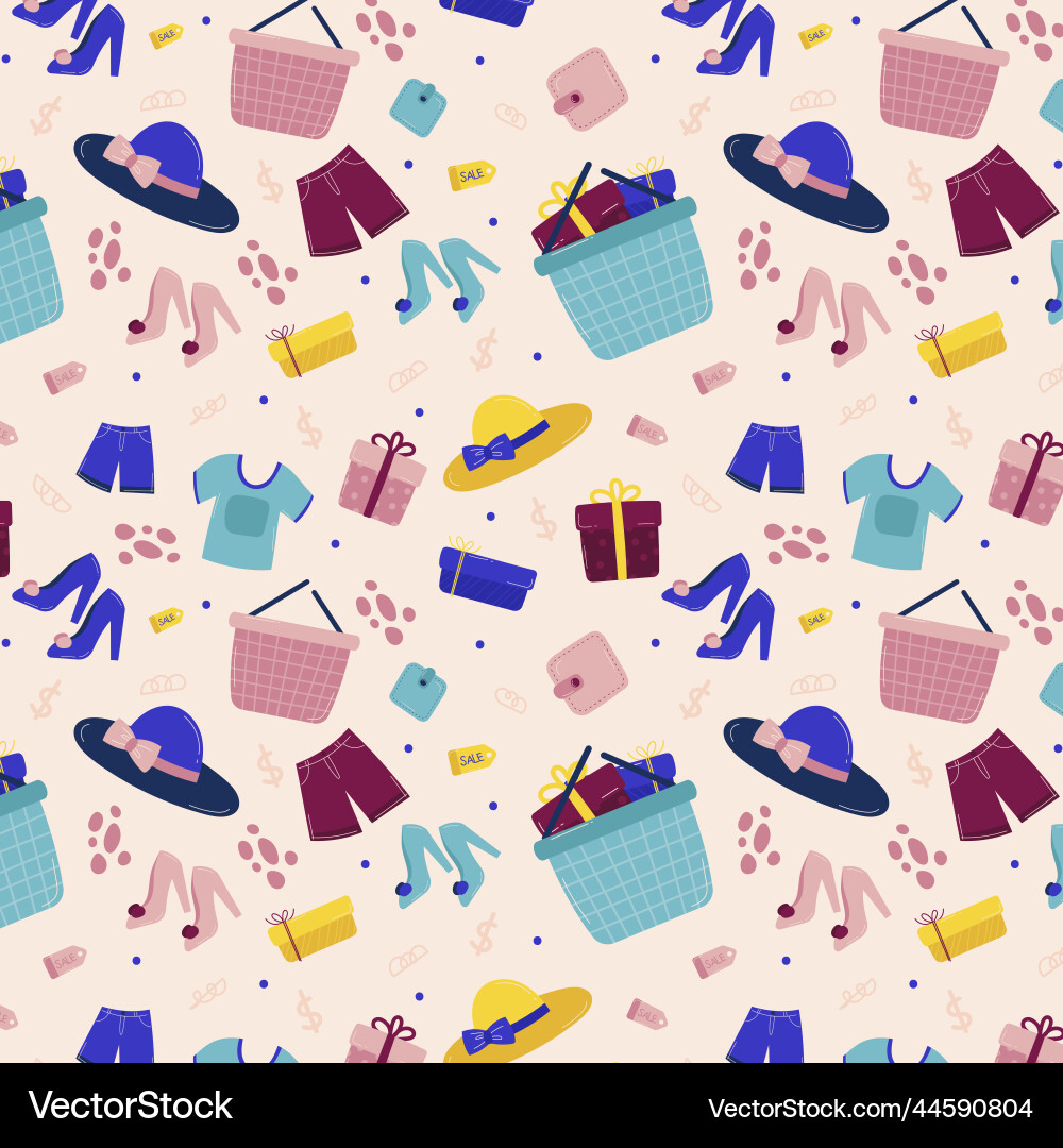 Flat design shopping pattern Flat design shopping pattern Vector Image
