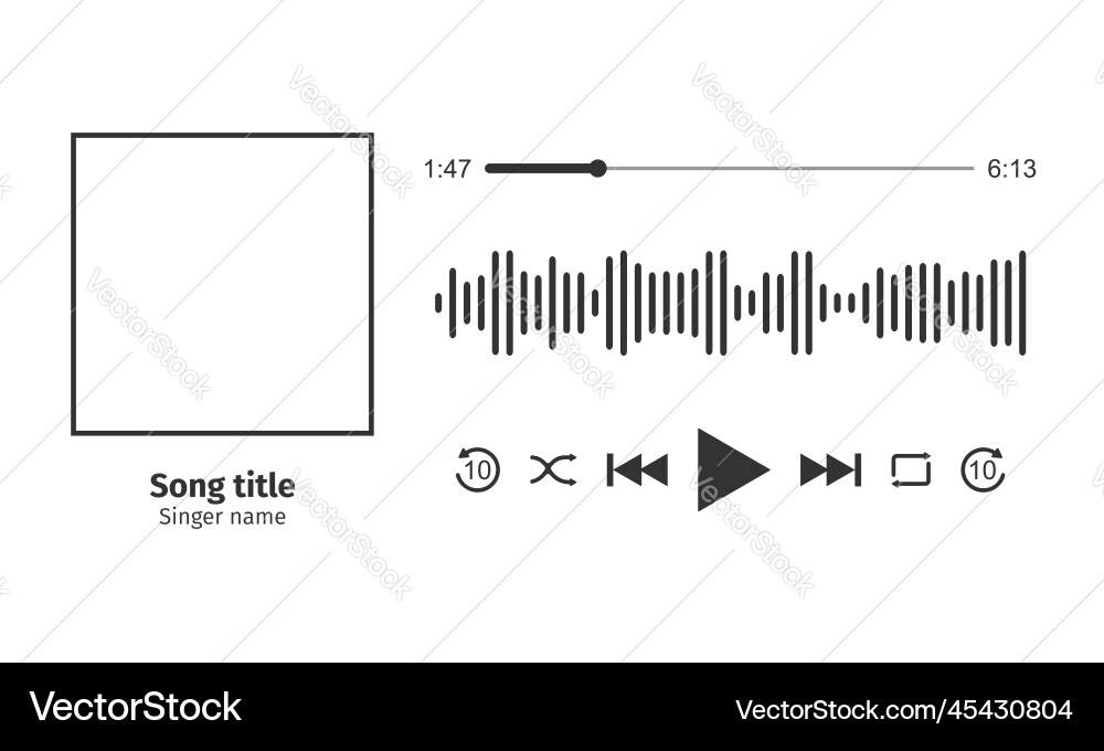 Music player interface design with song photo Music player interface design with song photo vector image