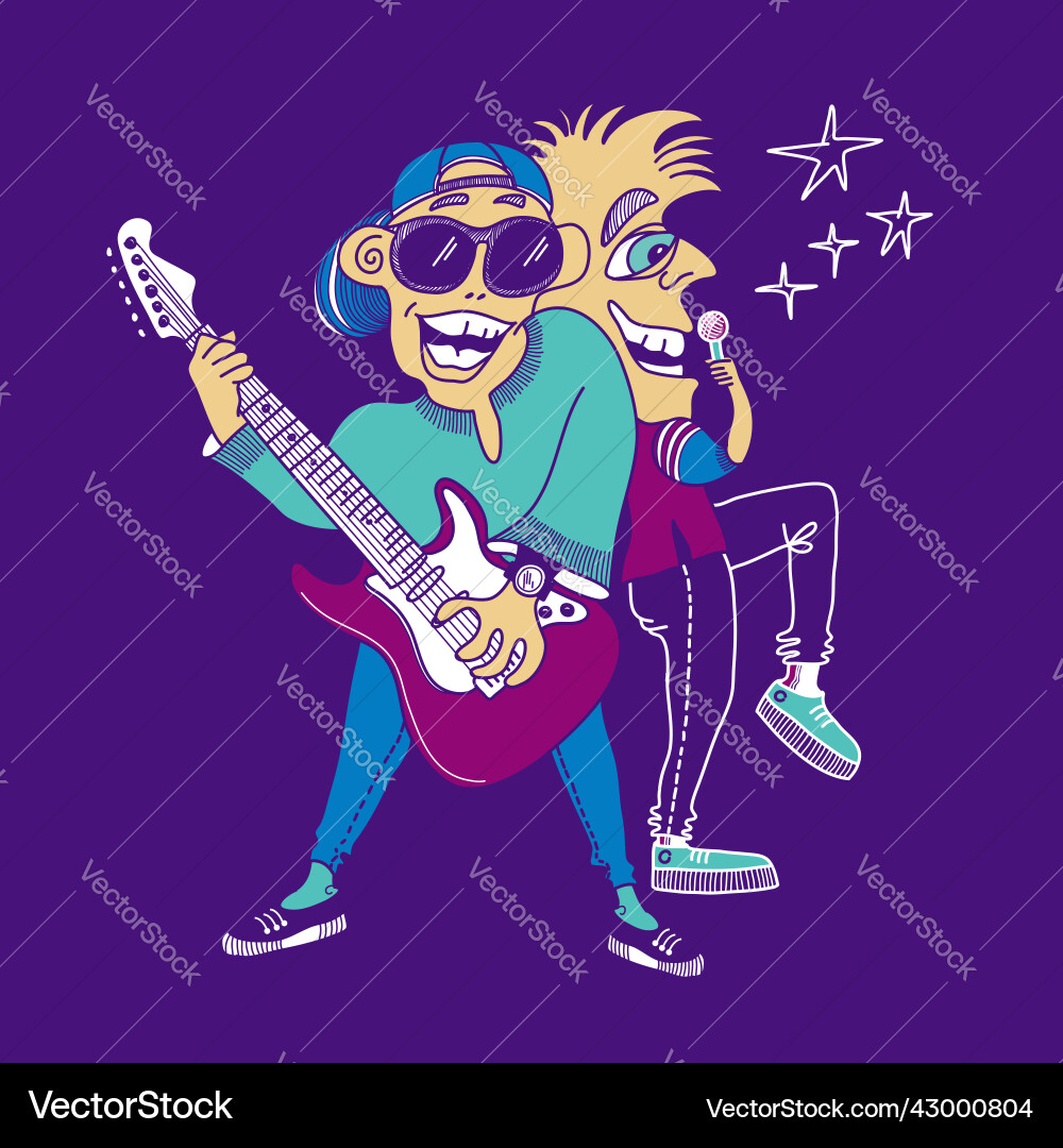 Musician with electric guitar concert of rock vector image