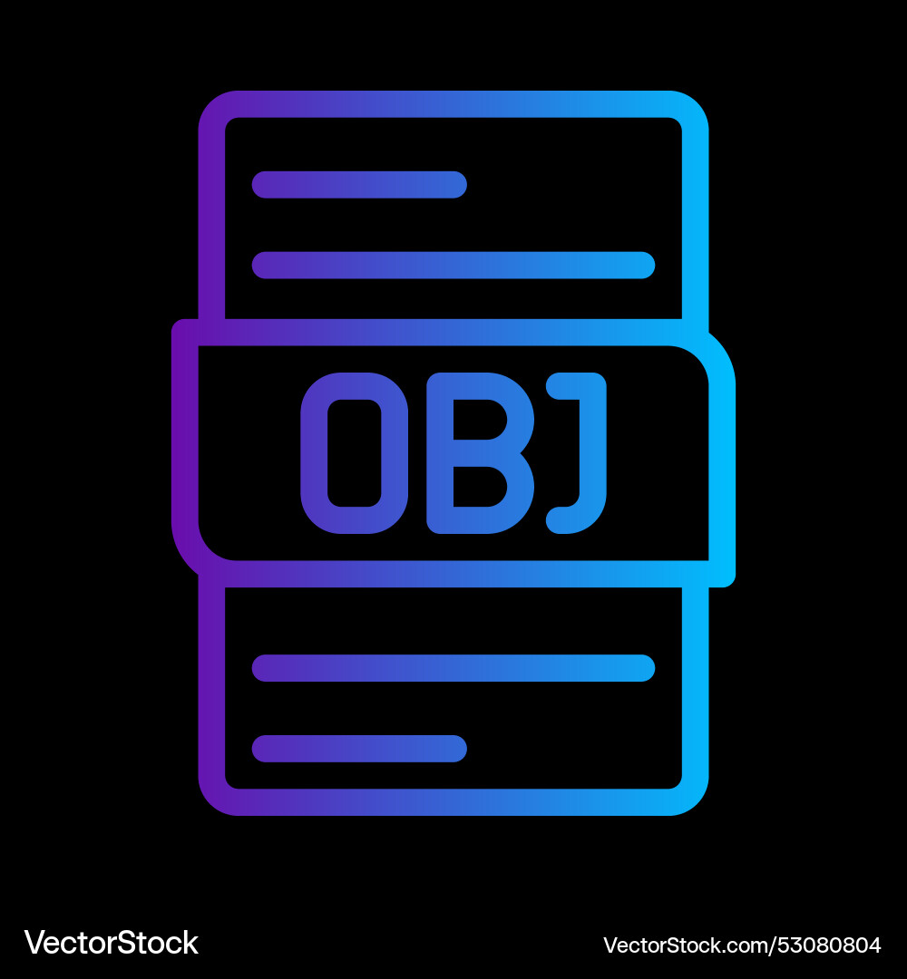 Obj file type gradient icon format extension Obj file type gradient icon format extension vector image